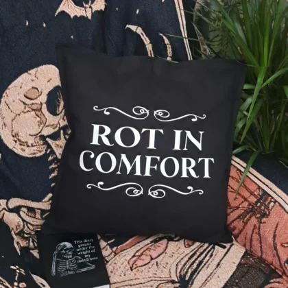 Rot In Comfort gothic cushion cover 50x50cm black cotton pillow case