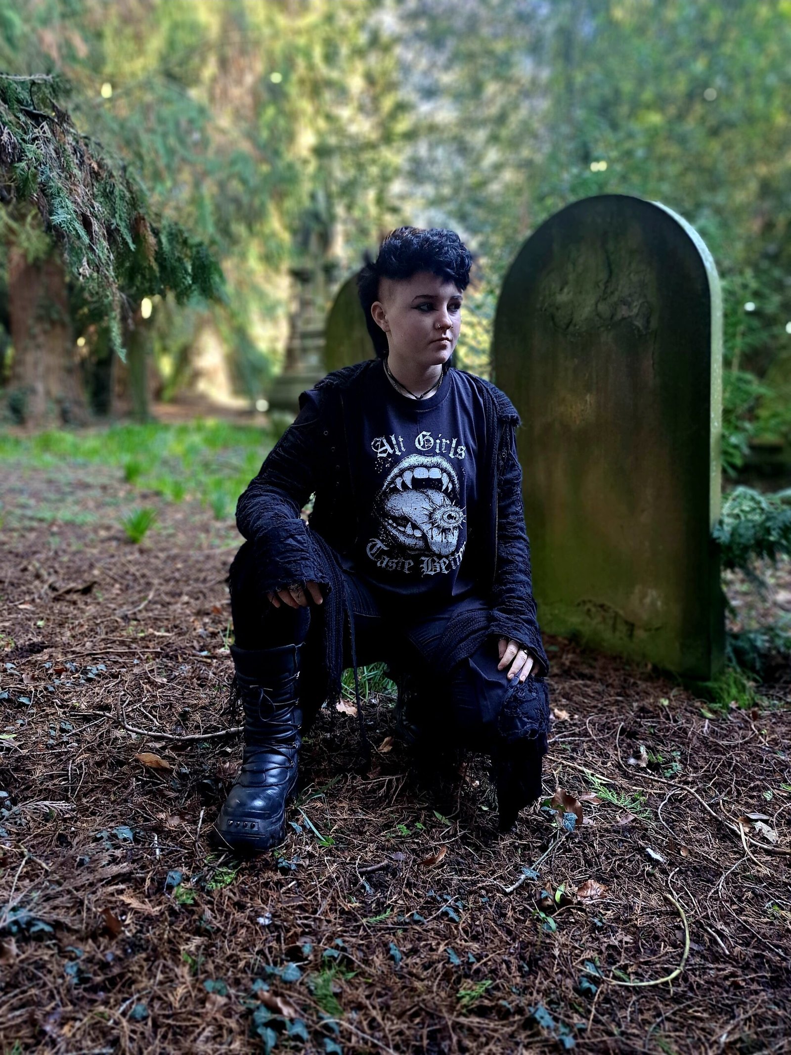 Alt Girls Taste Better alternative emo graphic t shirt styled in alt fashion photoshoot