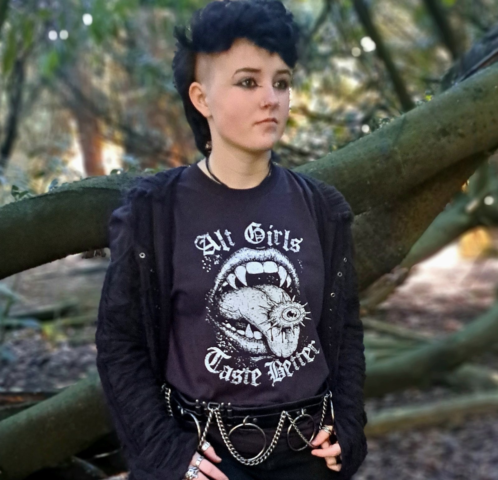 Alt Girls Taste Better t shirt styled with dark alternative clothing