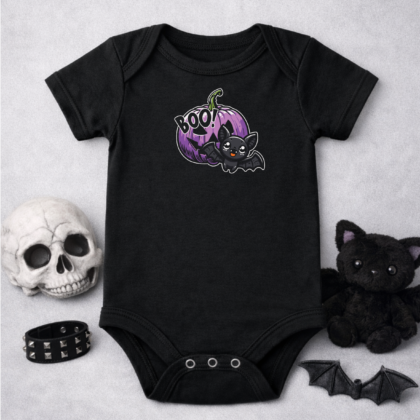Cute bat boo pumpkin baby grow black spooky baby vest halloween baby outfit