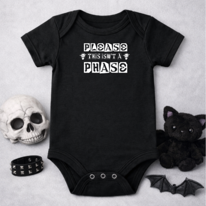 Emo baby grow this isnt a phase goth baby vest black alternative baby clothing