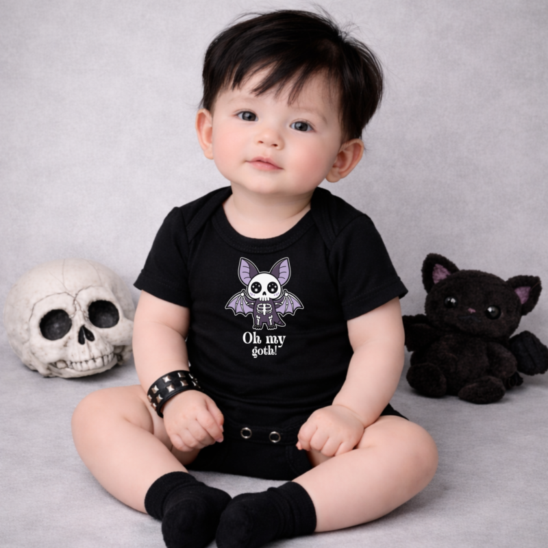 Goth Baby Grow – Oh My Goth Cute Bat Baby Vest