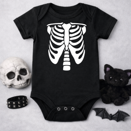 Skeleton baby grow rib cage gothic baby vest spooky baby clothing