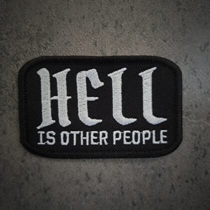Hell is Other People patch close-up detail of the embroidery